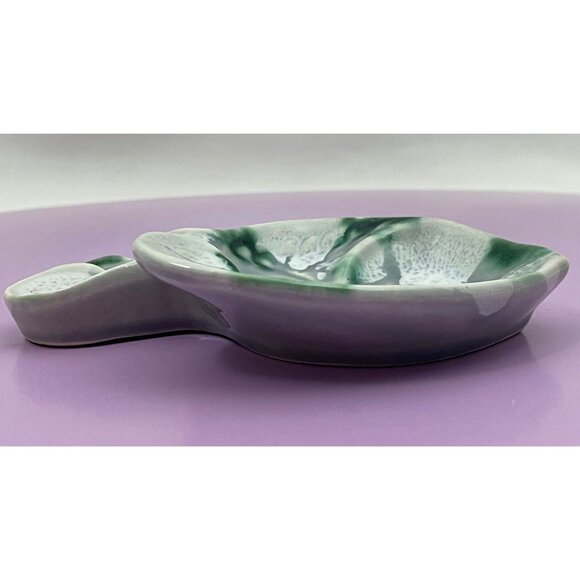 Vintage 80s fish soap dish, green, white and grey, ceramic soap holder - Picture 6 of 10